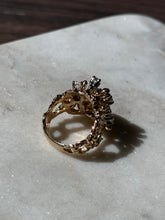 Load image into Gallery viewer, Brutalist Chunky CZ Gold Vermeil Ring Size 7

