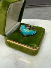 Load image into Gallery viewer, Blue Floral Enamel Sterling Silver Ring Size 8.25

