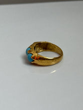 Load image into Gallery viewer, Antique Persian Turquoise 22k Gold Trilogy Ring Size 3.75
