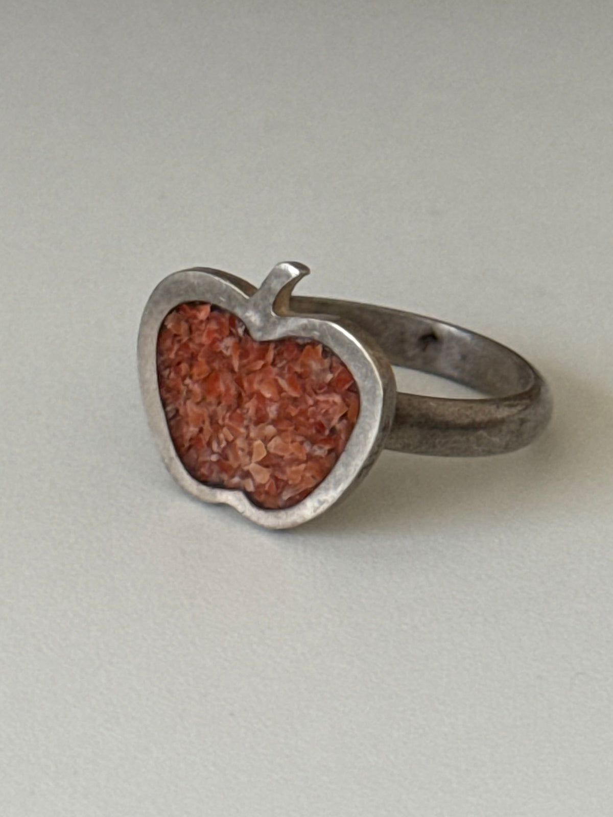 Crushed Coral Apple Sterling Ring Size 7.5