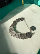 Load image into Gallery viewer, Vintage 1930s-1940s Sterling Silver Coin Bracelet 7”
