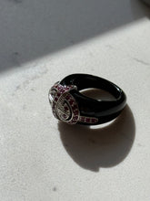 Load image into Gallery viewer, Black Onyx Sterling Silver Ruby Ring Size 7
