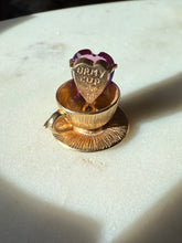 Load image into Gallery viewer, Ur my cup of T 14k Gold Synthetic Alexandrite Tea Cup Charm
