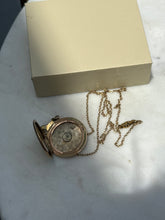 Load image into Gallery viewer, Antique Floral Locket Gold Fill Necklace 19.25”
