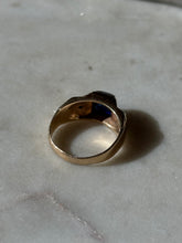 Load image into Gallery viewer, Vintage Blue Sapphire Sugarloaf &amp; Diamond Cabochon 14k Gold Ring Size 7.5
