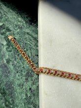 Load image into Gallery viewer, Natural Ruby &amp; Diamond 14k Gold Bracelet 6.75”
