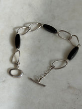 Load image into Gallery viewer, Black Onyx Sterling Silver Toggle Clasp Bracelet 7”
