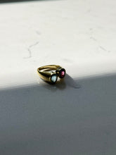 Load image into Gallery viewer, Vintage 18k Yellow Gold Blue Topaz &amp; Tourmaline Ring Size 6.75
