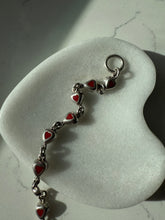 Load image into Gallery viewer, Mexico Red Enamel Heart Sterling Silver Toggle Clasp Bracelet 7.25”
