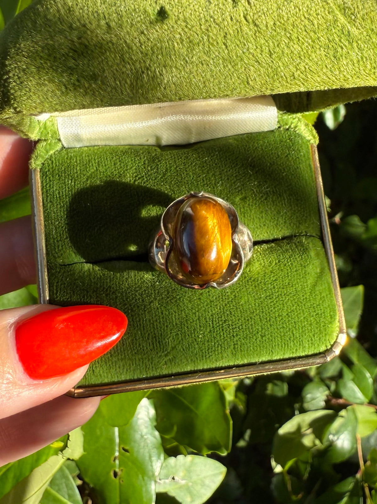 Tigers Eye Sterling Silver Ring Size 7.75