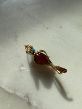 Load image into Gallery viewer, Italian 14k Gold Parrot Jade Turquoise Carnelian Pendant

