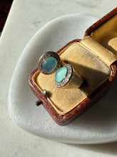 Load image into Gallery viewer, Chrysoprase &amp; Lab Created Diamond Gold Vermeil Chunky Ring Size 7.25
