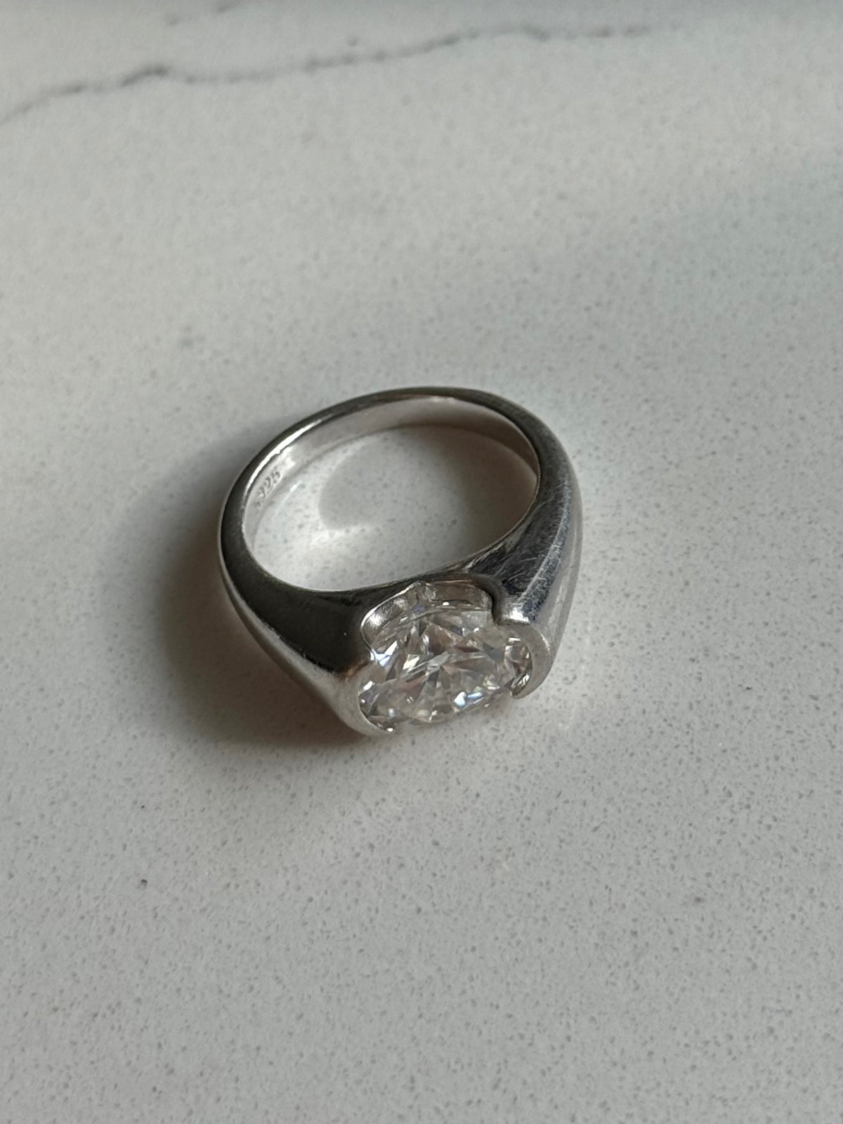Sterling Silver Quartz Ring Size 6.75