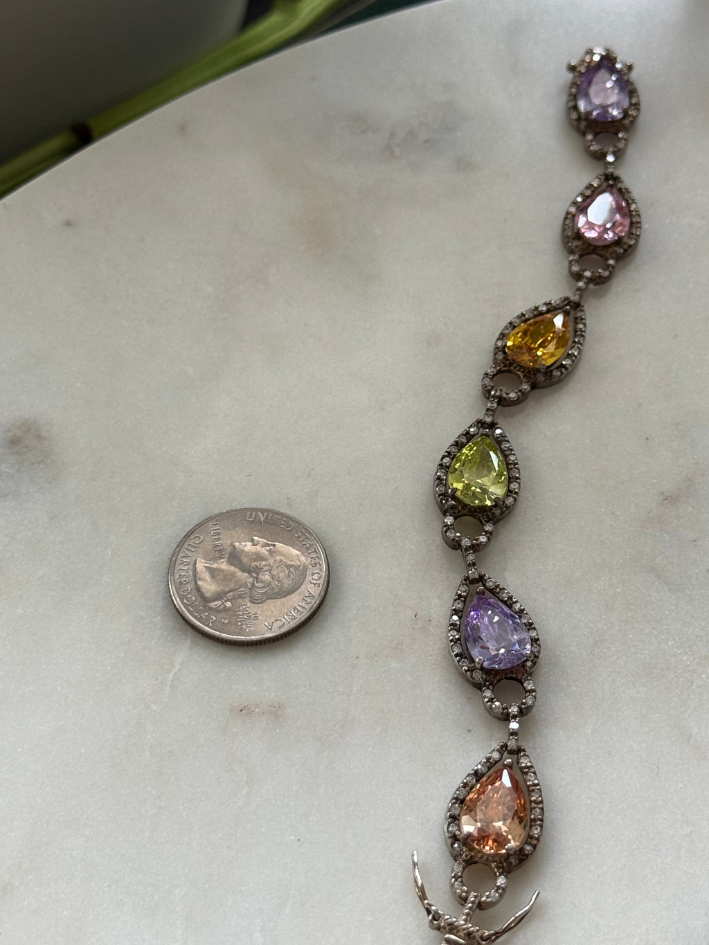 Multicolor Glass Sterling Silver Bracelet