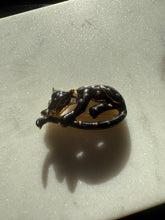 Load image into Gallery viewer, Vintage Black Enamel Gold Plated Panther Brooch

