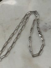 Load image into Gallery viewer, Rhodium Plated Sterling Silver Paper Clip Chain 18.5”
