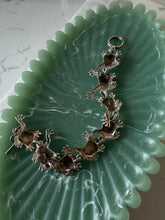 Load image into Gallery viewer, Green Enamel Eye Chunky Frog Sterling Silver Bracelet 8”
