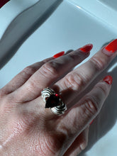 Load image into Gallery viewer, Garnet Glass Sterling Silver Ring Size 7.25
