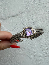 Load image into Gallery viewer, Amethyst Sterling Silver 14k Gold Cable Cuff Bracelet
