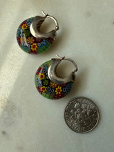 Load image into Gallery viewer, Millefiori Sterling Silver Hoop Earrings
