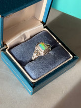 Load image into Gallery viewer, Simulated Opal Sterling Silver Ring Size 8.5
