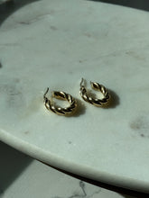 Load image into Gallery viewer, Italian Vintage Twisted 14k Yellow Gold Hoops

