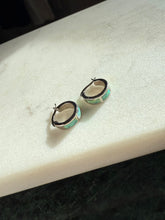 Load image into Gallery viewer, Opal Inlay Sterling Hoop Earrings
