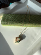 Load image into Gallery viewer, Green White Glass Stone Gold Vermeil Necklace 15”
