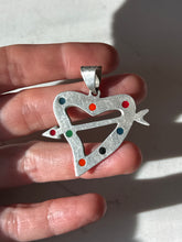 Load image into Gallery viewer, Mexico Vintage Enamel Sterling Silver Heart Pendant
