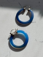 Load image into Gallery viewer, Blue Agate Sterling Silver Hoops
