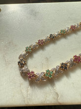 Load image into Gallery viewer, y2k Emerald Ruby Blue Sapphire Gold Vermeil Necklace 17”
