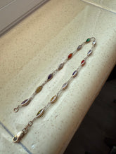 Load image into Gallery viewer, Italian 14k Yellow Gold Multicolor Station Bracelet 7.75”
