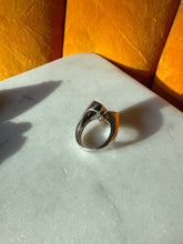 Load image into Gallery viewer, Chunky Heart Bypass Sterling Silver Rhodium Plated Ring Size 8
