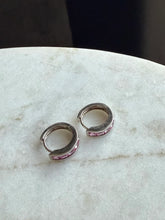 Load image into Gallery viewer, Pink Sterling Silver Clicker Hoops

