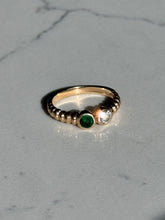 Load image into Gallery viewer, Diamond &amp; Emerald Bezel Set 14k Gold Ring
