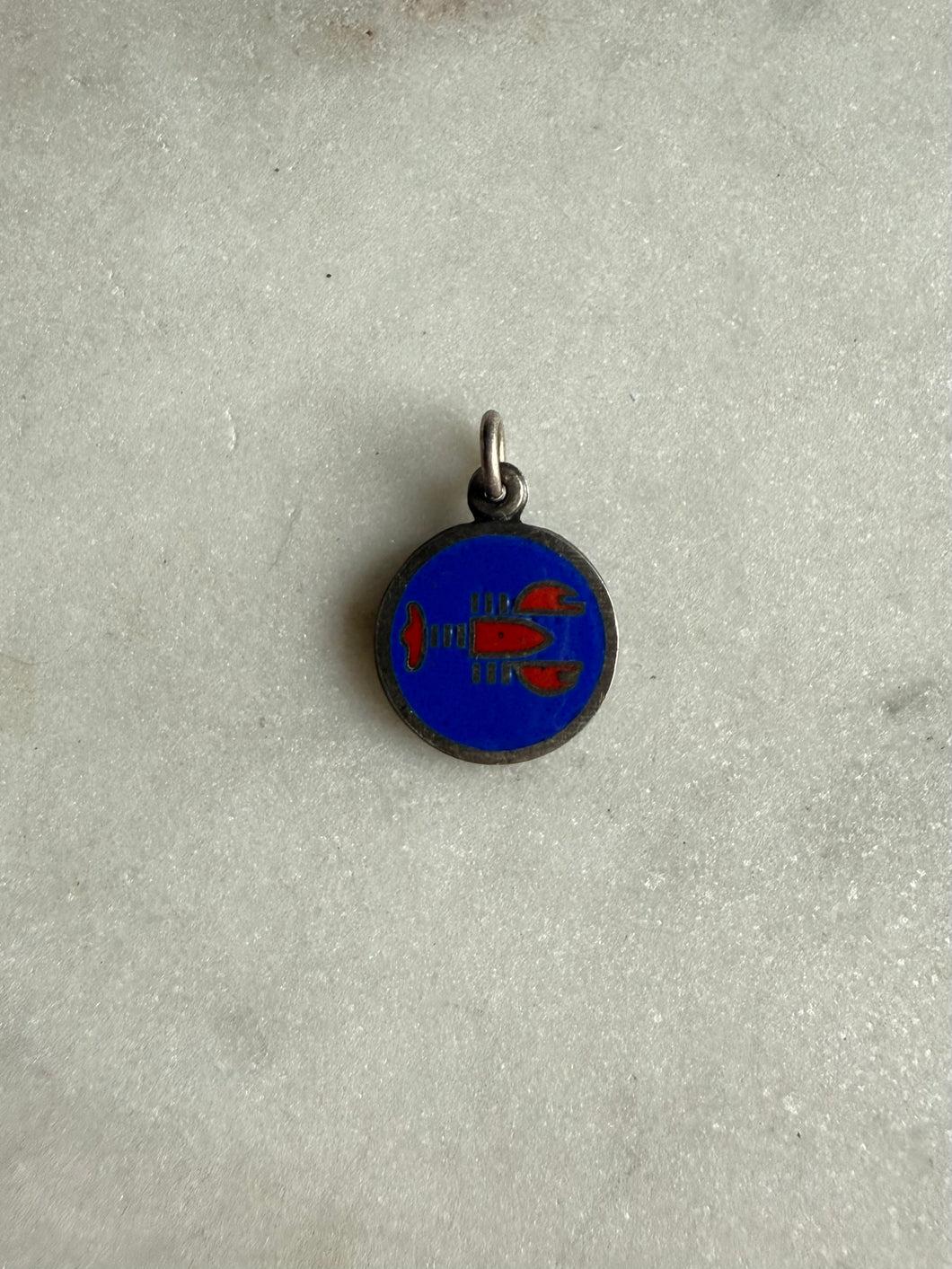 Vintage Enamel Lobster Sterling Silver Charm