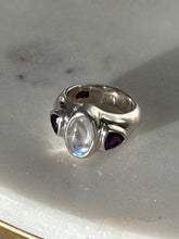 Load image into Gallery viewer, Vintage Amethyst &amp; Moonstone Sterling Silver Ring Size 5.5
