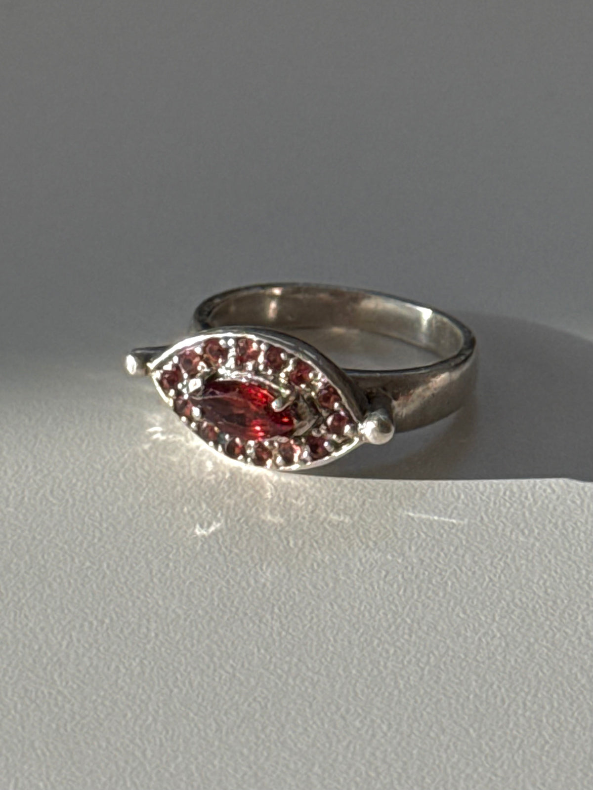 Vintage Garnet Sterling Silver Ring Size 7