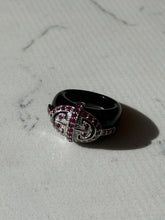 Load image into Gallery viewer, Black Onyx Sterling Silver Ruby Ring Size 7
