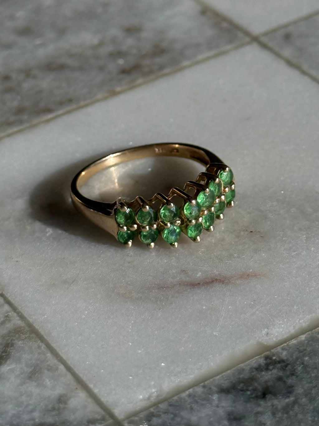 Emerald Vintage 14k Solid Yellow Gold Ring Size 7