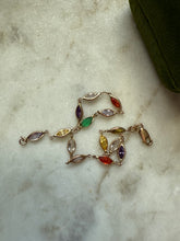 Load image into Gallery viewer, Italian 14k Yellow Gold Multicolor Station Bracelet 7.75”
