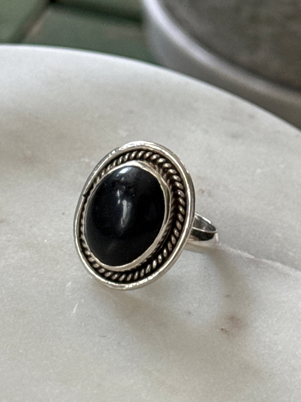 Black Onyx Sterling Silver Ring Size 7.25