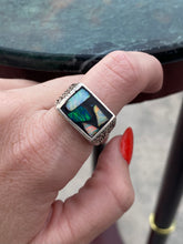 Load image into Gallery viewer, Galaxy Opal Inlay Sterling Silver Signet Ring
