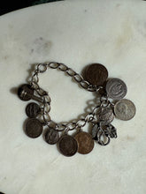 Load image into Gallery viewer, Vintage Coin Charm Sterling Silver Bracelet
