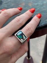 Load image into Gallery viewer, Galaxy Opal Inlay Sterling Silver Signet Ring
