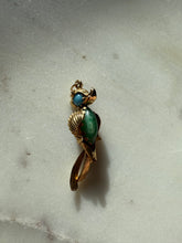 Load image into Gallery viewer, Italian 14k Gold Parrot Jade Turquoise Carnelian Pendant
