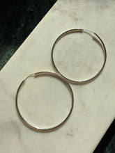 Load image into Gallery viewer, Extra Large Sterling Silver Hoops 2.75”
