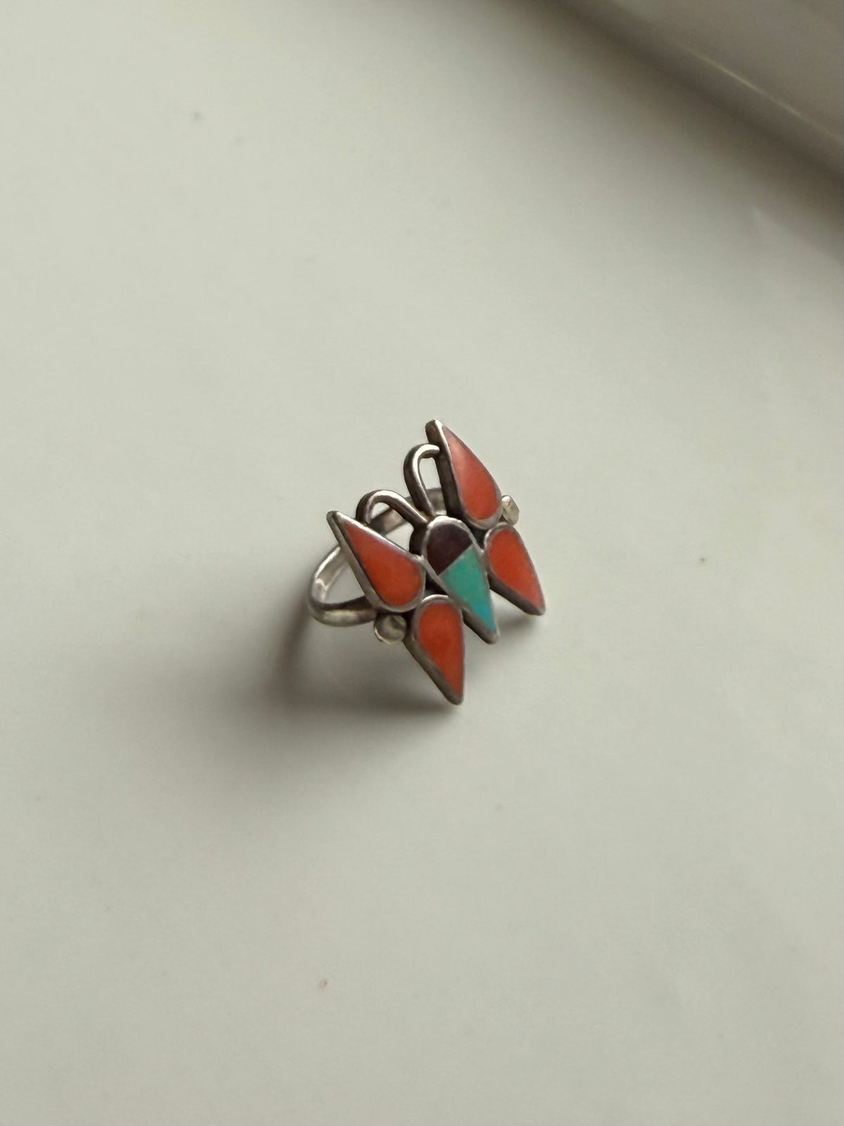 Navajo Sterling Silver Coral Turquoise Ring