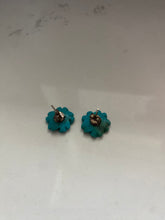 Load image into Gallery viewer, Turquoise Sterling Silver Flower Post Back Earrings
