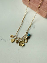 Load image into Gallery viewer, All The Luck You Can Get Gold Vermeil Charm Necklace 18”
